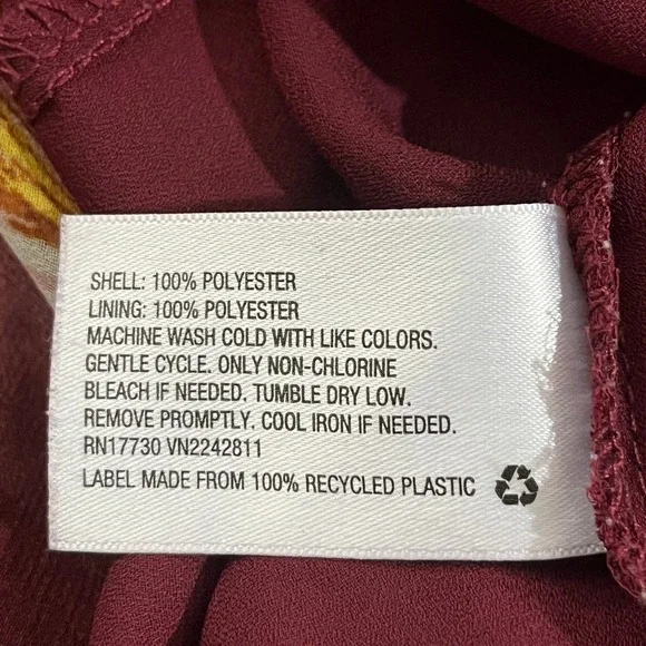 A New Day Womens Burgundy Floral Wrap High-Low Ruffle Midi Dress Large L Garden - Picture 14 of 16